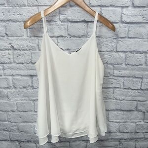 Torrid White V-neck Spaghetti Strap Flowy Double Layer Camisole Women's 1